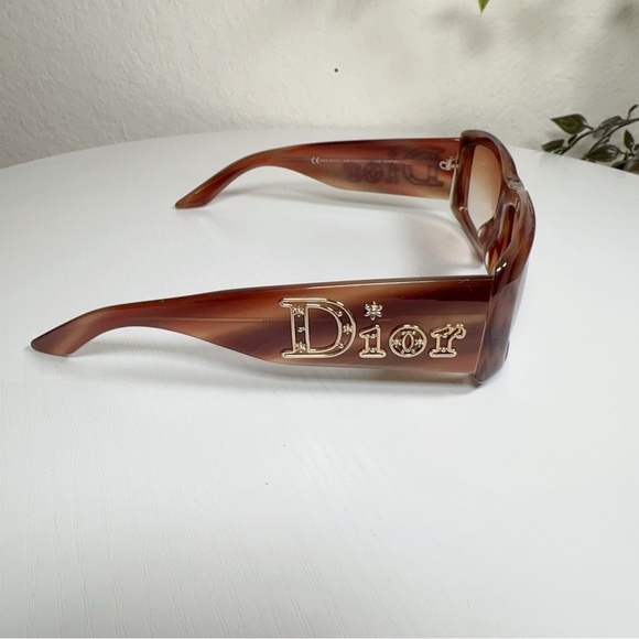Preowned Authentic Christian Dior Aventura 2 Square Sunglasses Brown Big Logo - Picture 9 of 13